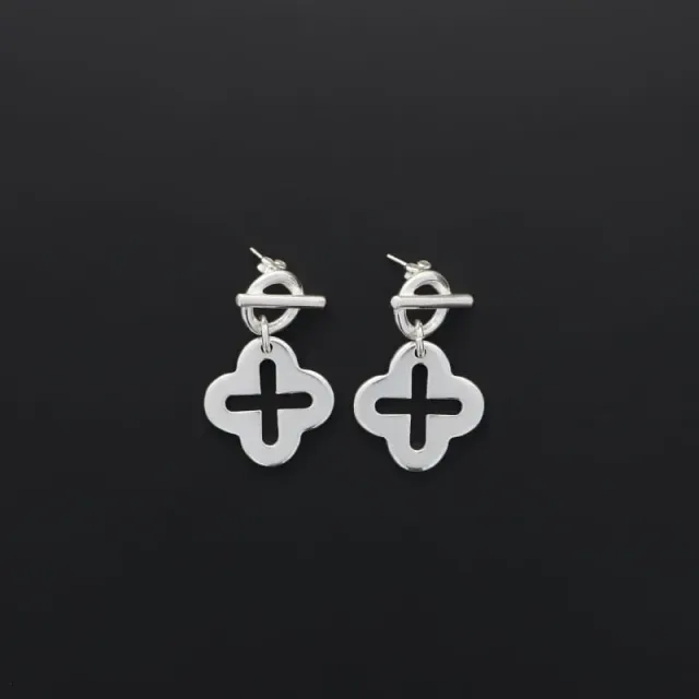Secret de Cuir N°1421 boucles d'oreilles 4 feuilles argenté