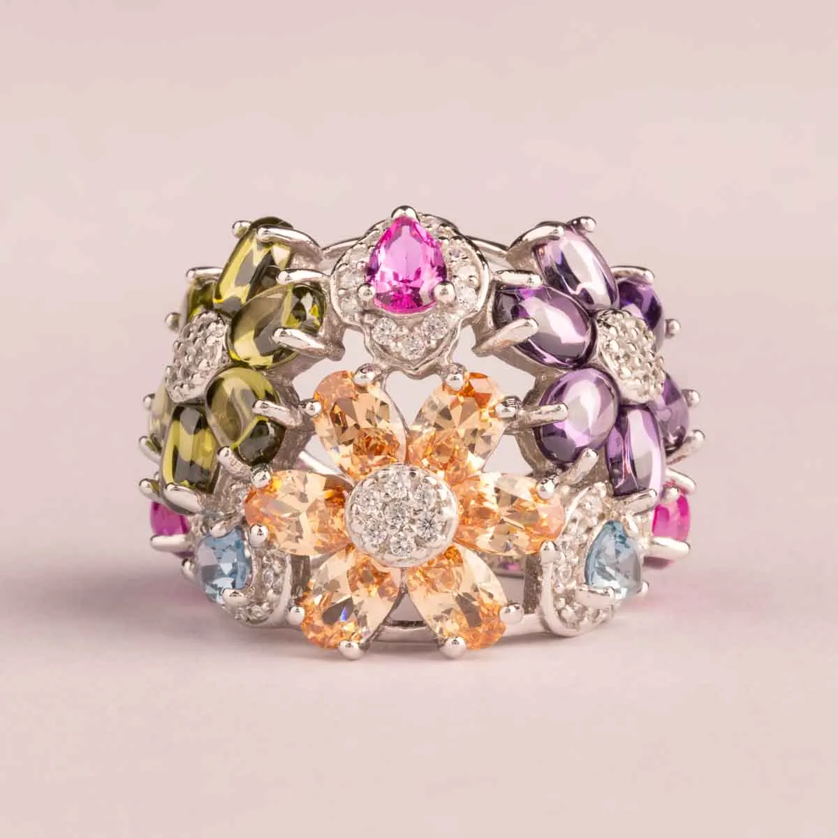 Ultima Edizione Flowers bague large multicolore