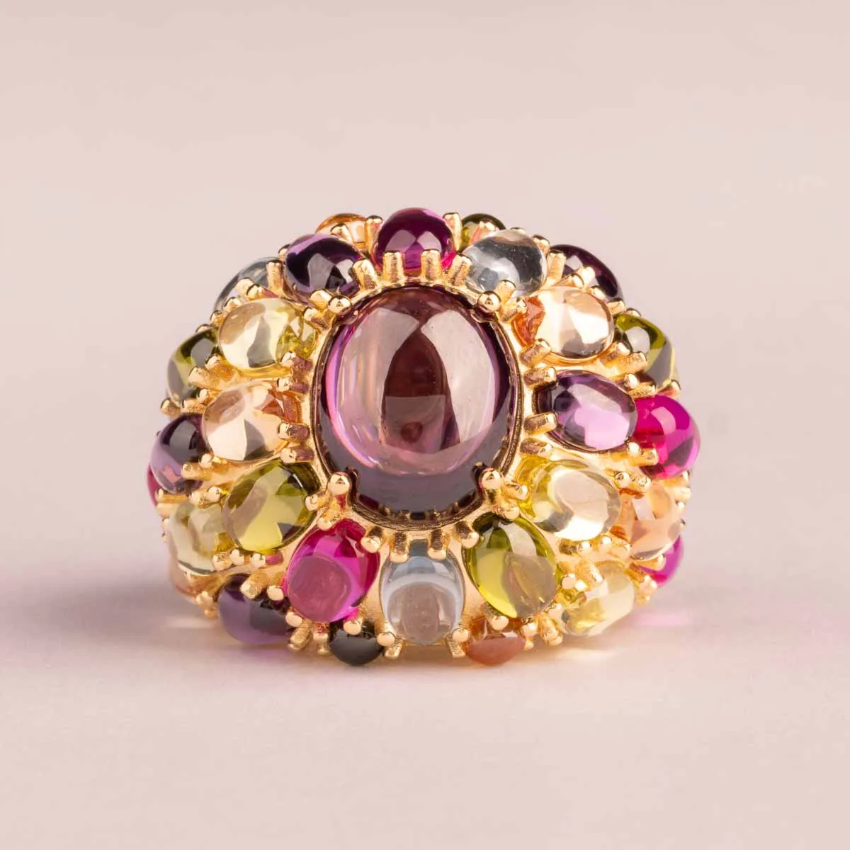 Ultima Edizione Cabochon bague pierres multicolores