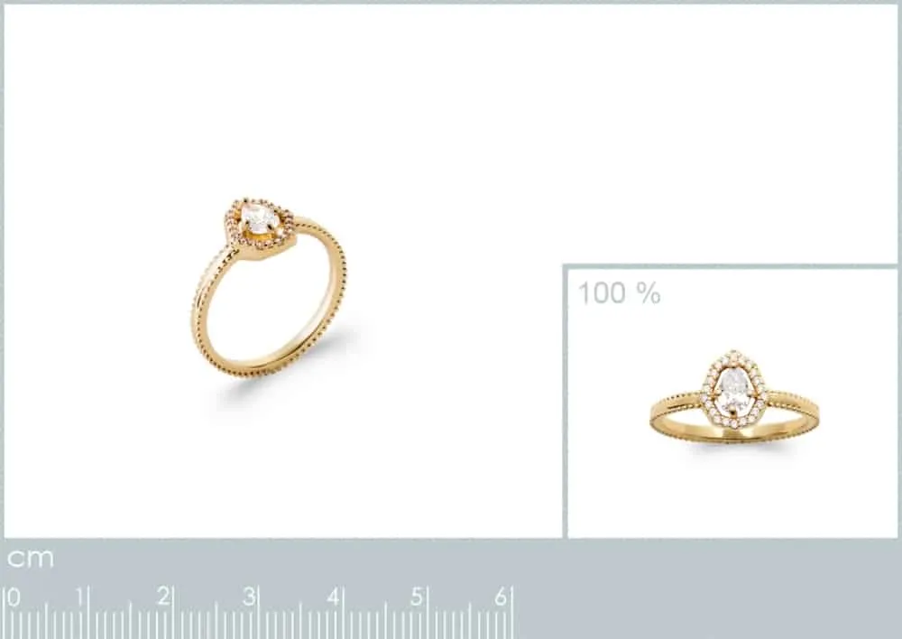 Oriana France halo coeur bague plaqué or pierre goutte