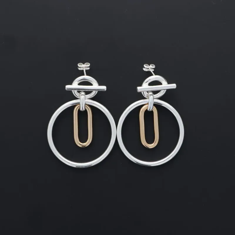 Secret de Cuir N°1610 créoles ovales bicolores argent doré