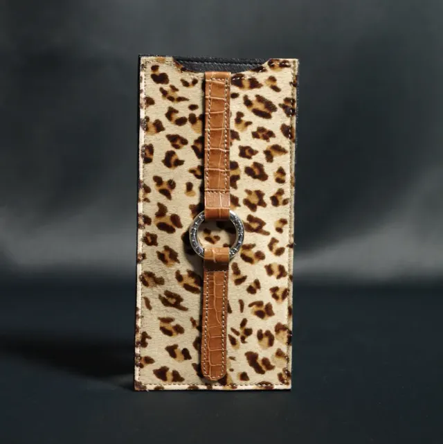 Secret de Cuir bouée leo PM étui cuir léopard