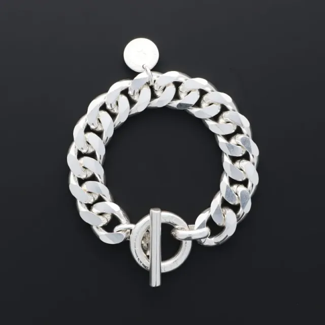 Secret de Cuir N°1227 bracelet gourmette GM argent