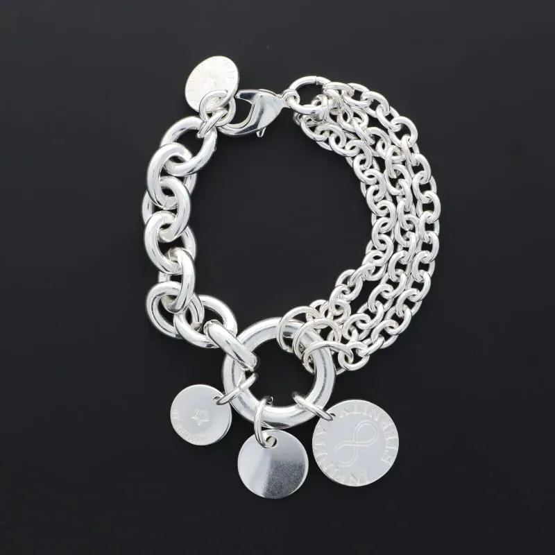 Secret de Cuir N°810 bracelet 3 pampilles plaqué argent 18,5 cm