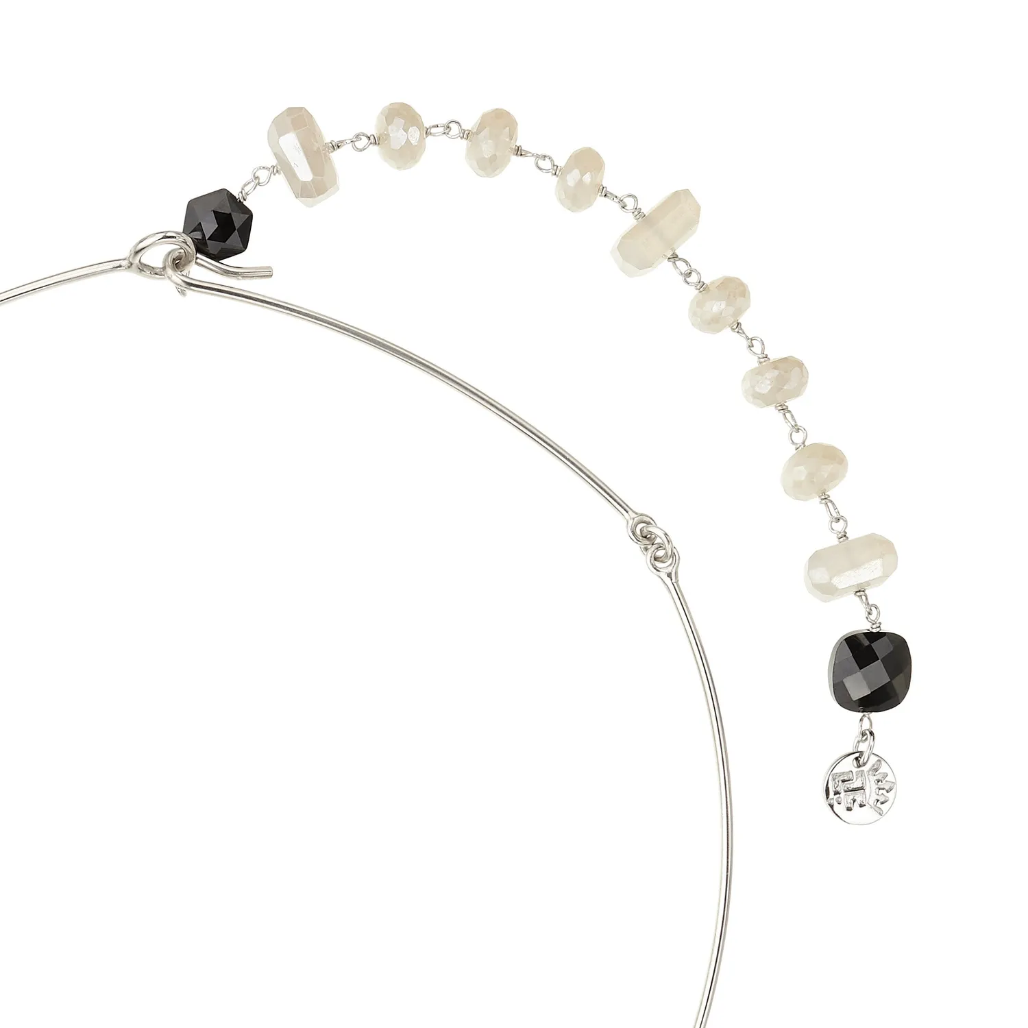Lorella Tamberi Canal Roses collier cuir noir fleur 47cm