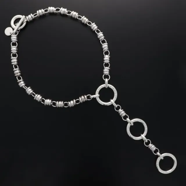 Secret de Cuir N°1729 collier bouées cravate argenté