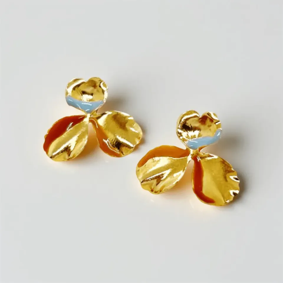 Elise Tsikis Pensée puces fleur or jaune 1,5 cm
