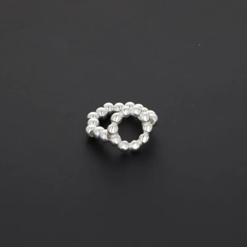 Secret de Cuir N°1503 bague perles argenté élastique