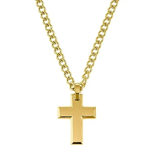 s.Oliver 2036868 collier homme acier croix doré 50 cm
