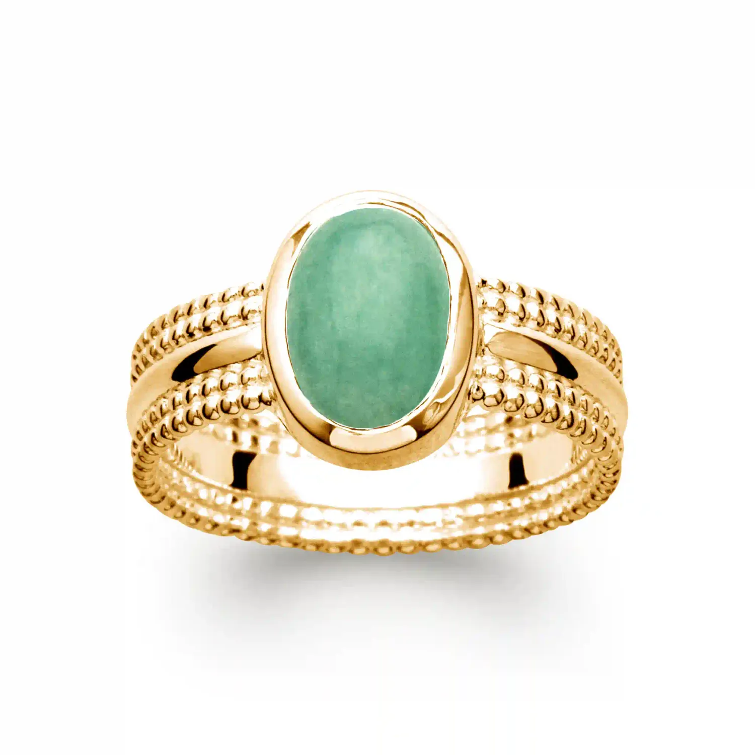 Oriana France bague aventurine large plaqué or verte