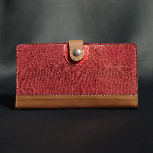 Secret de Cuir portefeuille GM cuir bouton rouge doré