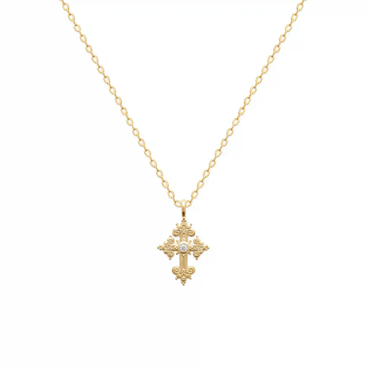 Oriana France croix catholique pendentif plaqué or