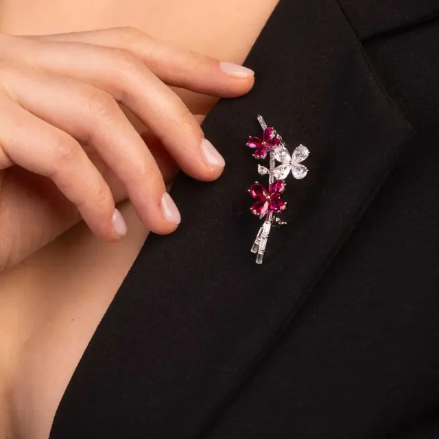 ULTIMA EDIZIONE broche rameau fleurs colorées