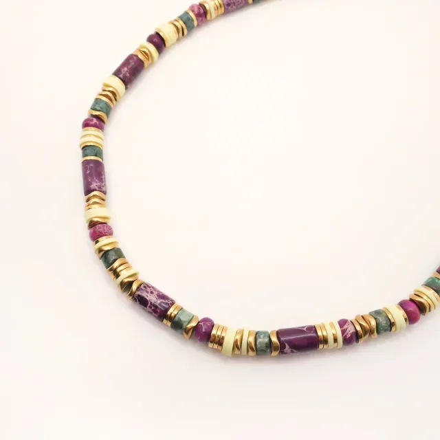 Cloralys Angèle collier turquoise violet 37 cm