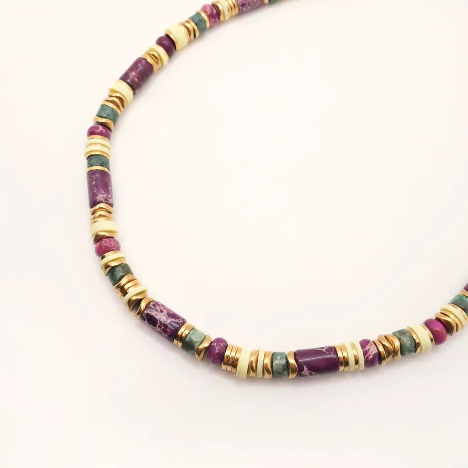 Cloralys Angèle collier turquoise violet 37 cm