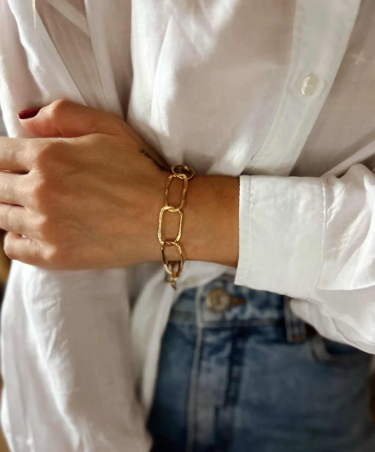 Elise Tsikis Assa bracelet or jaune mailles 18 cm