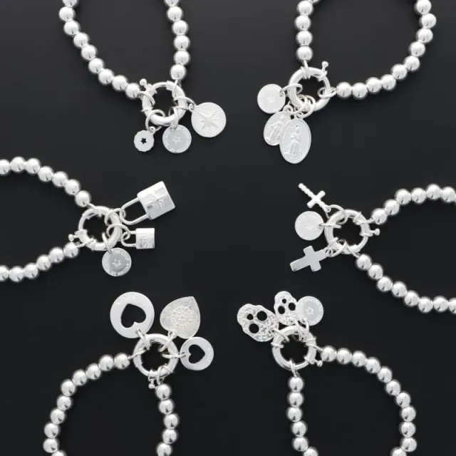 Secret de Cuir N°1345 bracelet perles pampilles argent