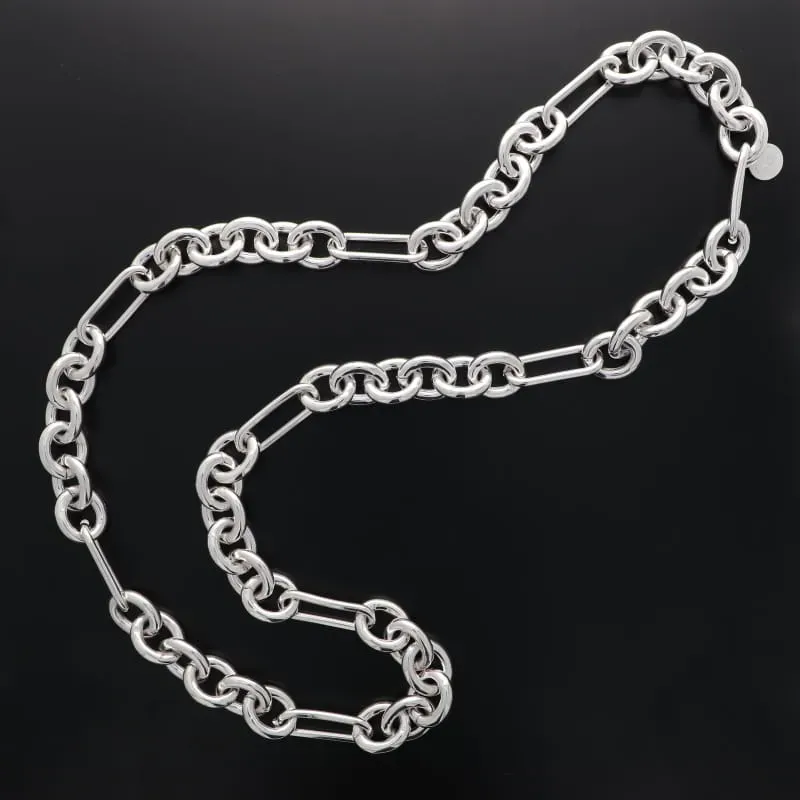Secret de Cuir N°1747 sautoir forçat XL rectangles argent