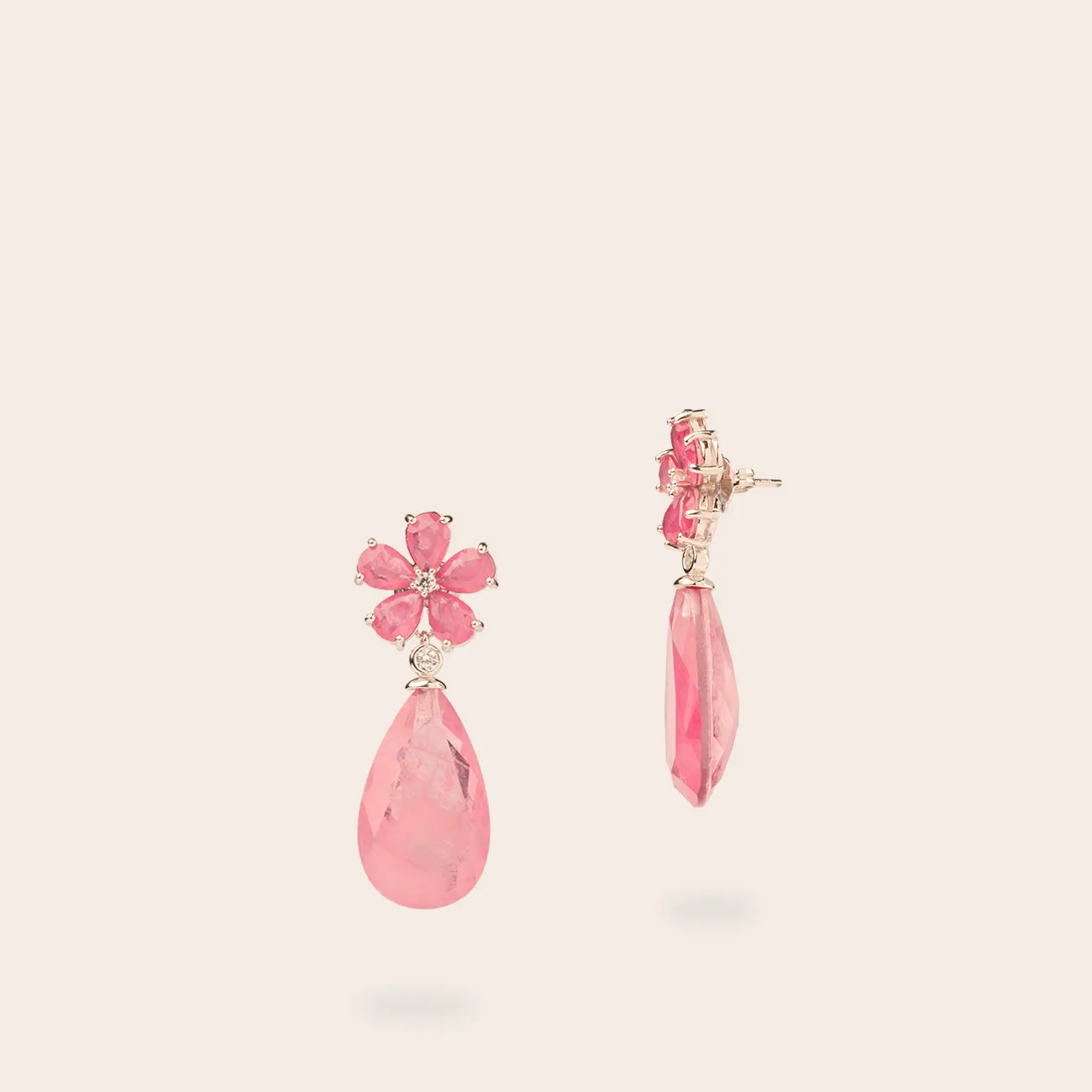 Ultima Edizione Fleur et Goutte boucles pendantes