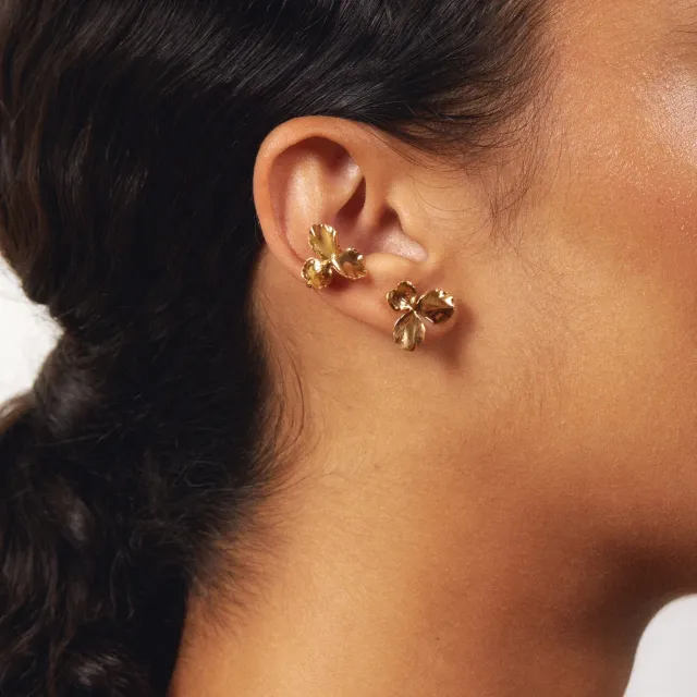 Elise Tsikis Flora earcuff fleur or jaune