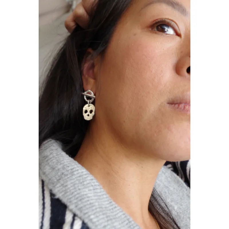 Secret de Cuir N°1204 boucles tête de mort argenté