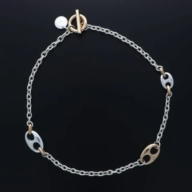 Secret de Cuir N°1738 collier 3 cafés bicolore argent