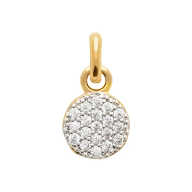 Oriana France pastille ronde pendentif plaqué or diamants