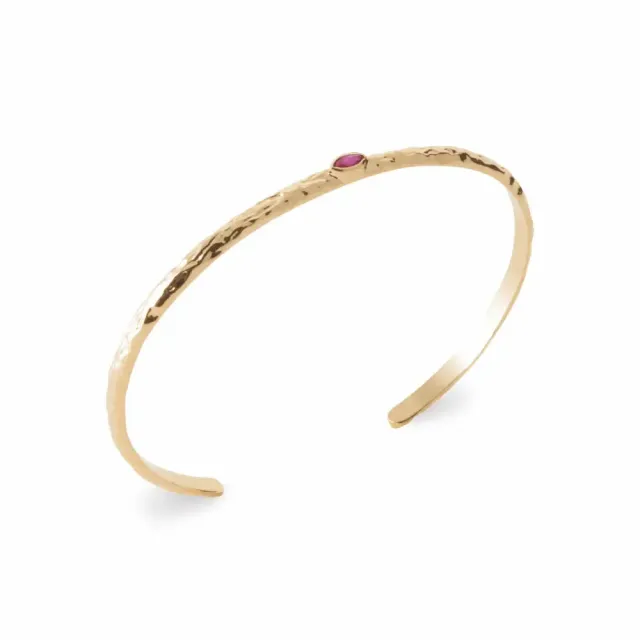Oriana France bracelet jonc plaqué or magenta fuchsia