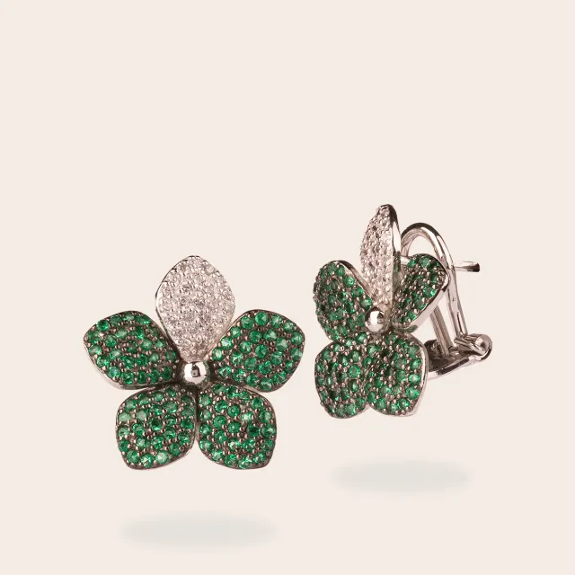 Ultima Edizione Pavé Big boucles fleur pavé