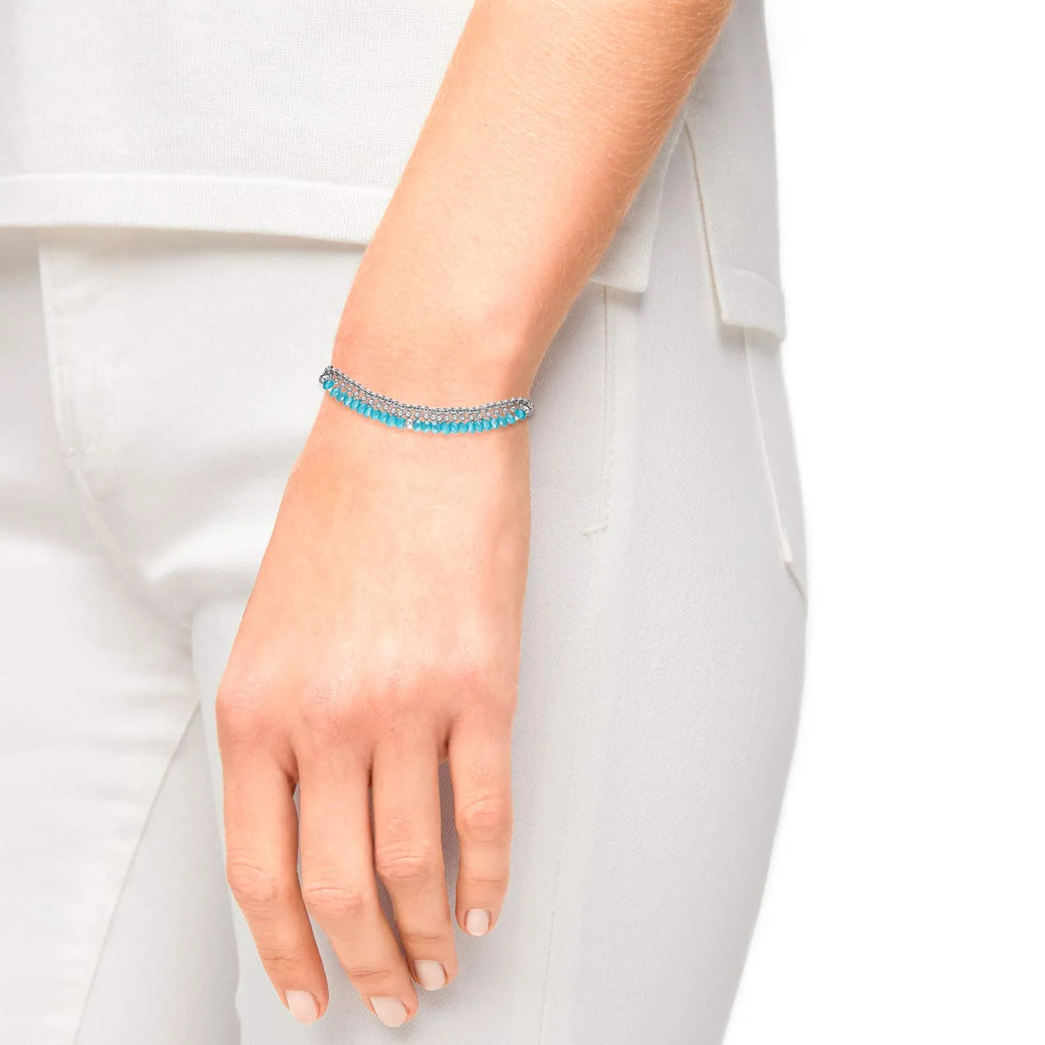 s.Oliver 2031479 bracelet femme perle bleue 16+4 cm