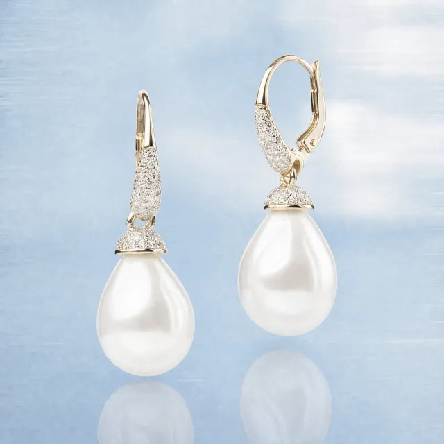 ULTIMA EDIZIONE zircons et perle boucles d’oreilles dormeuses