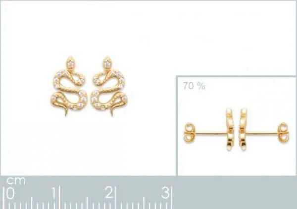 Oriana France serpent clous d’oreilles plaqué or zircon