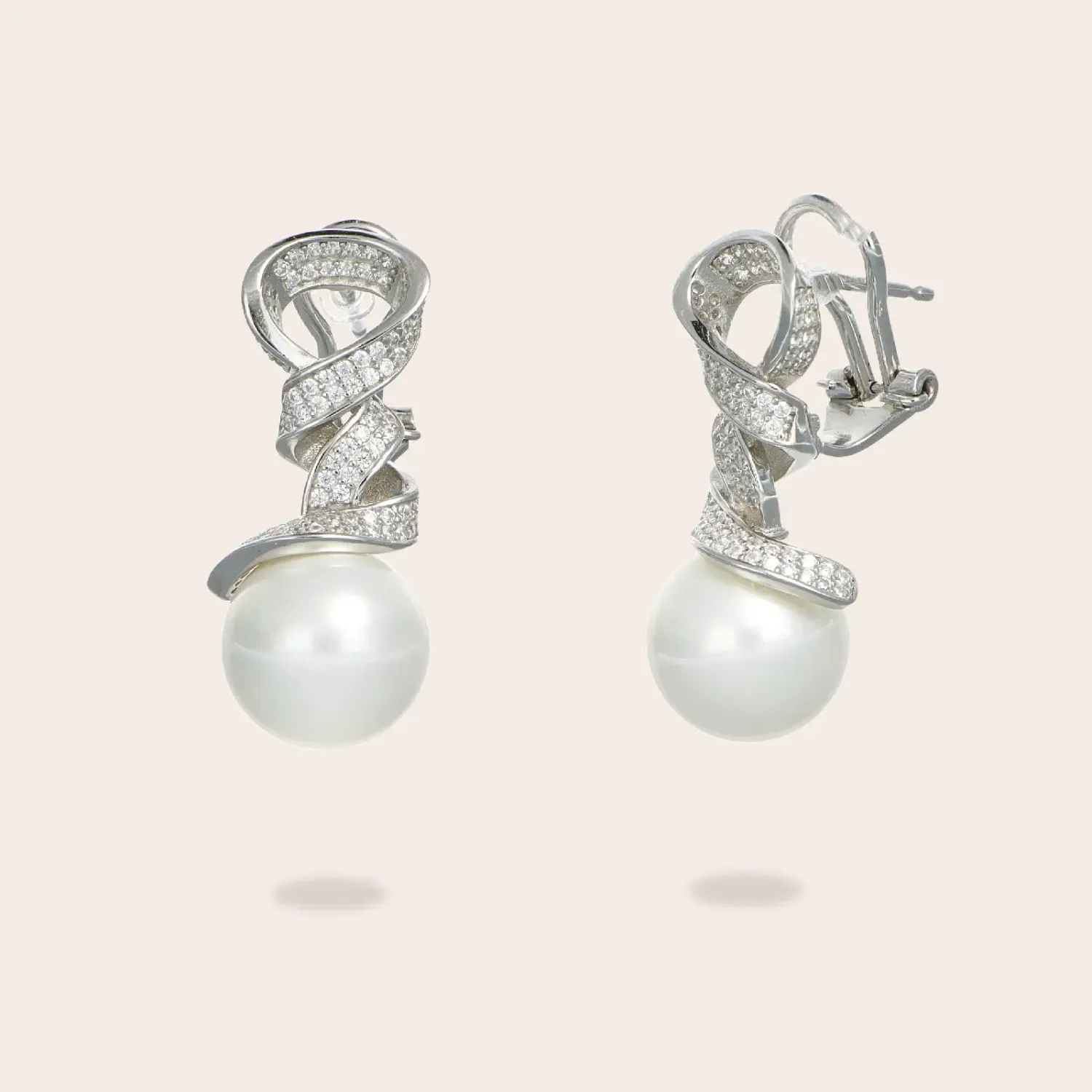 ULTIMA EDIZIONE vortice zirconi perla 12 mm boucles d'oreilles