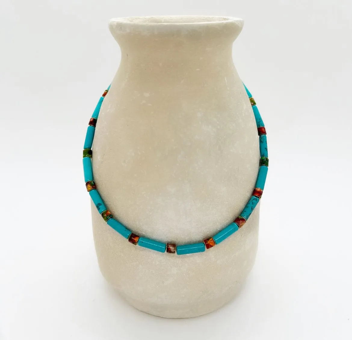 Elise Tsikis Inca collier perles orange 33 cm