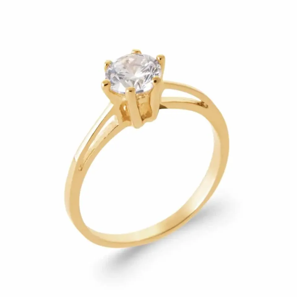 Oriana France Clésia bague solitaire plaqué or diamant synthétique