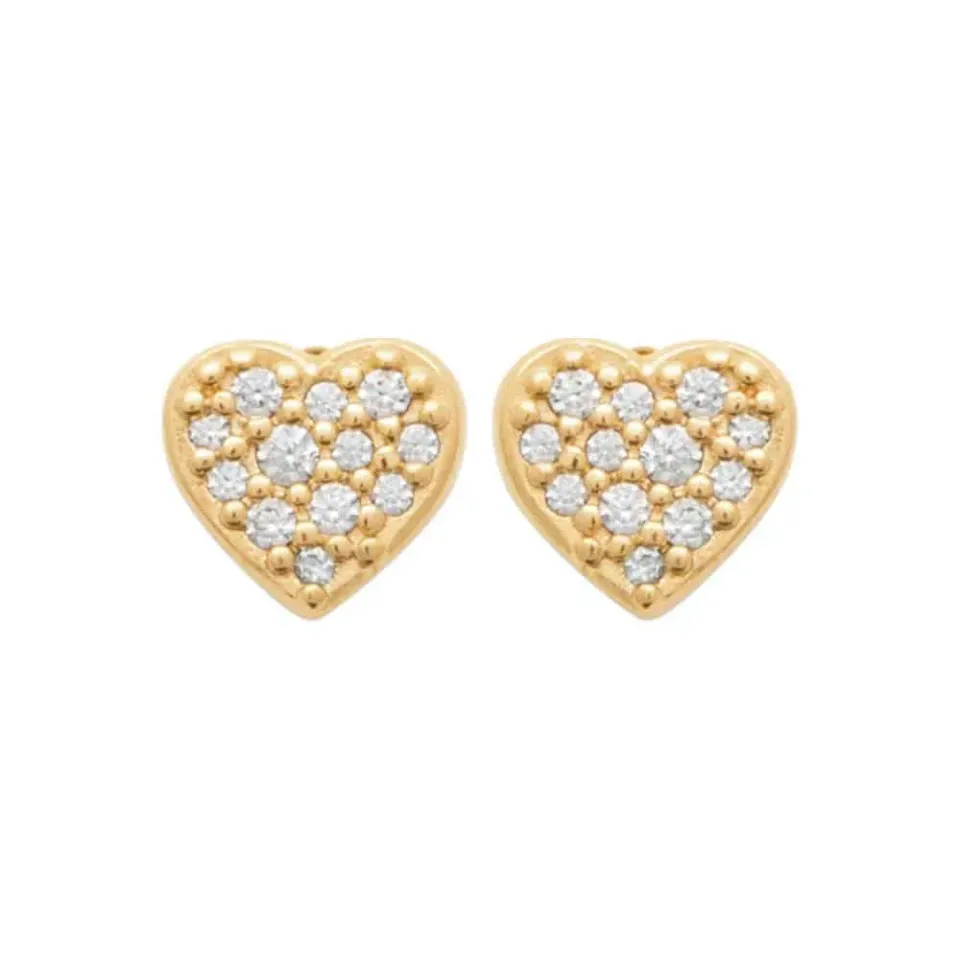 Oriana France clous cœur zircones boucles d’oreilles doré