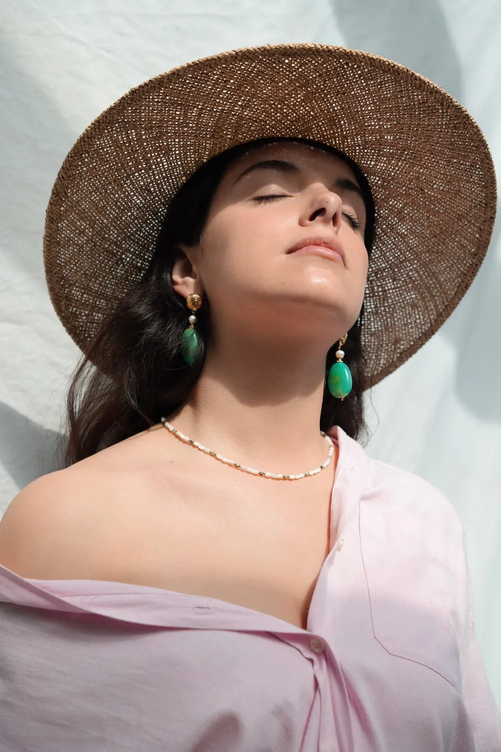Cloralys Noa collier nacre 40 cm turquoise doré