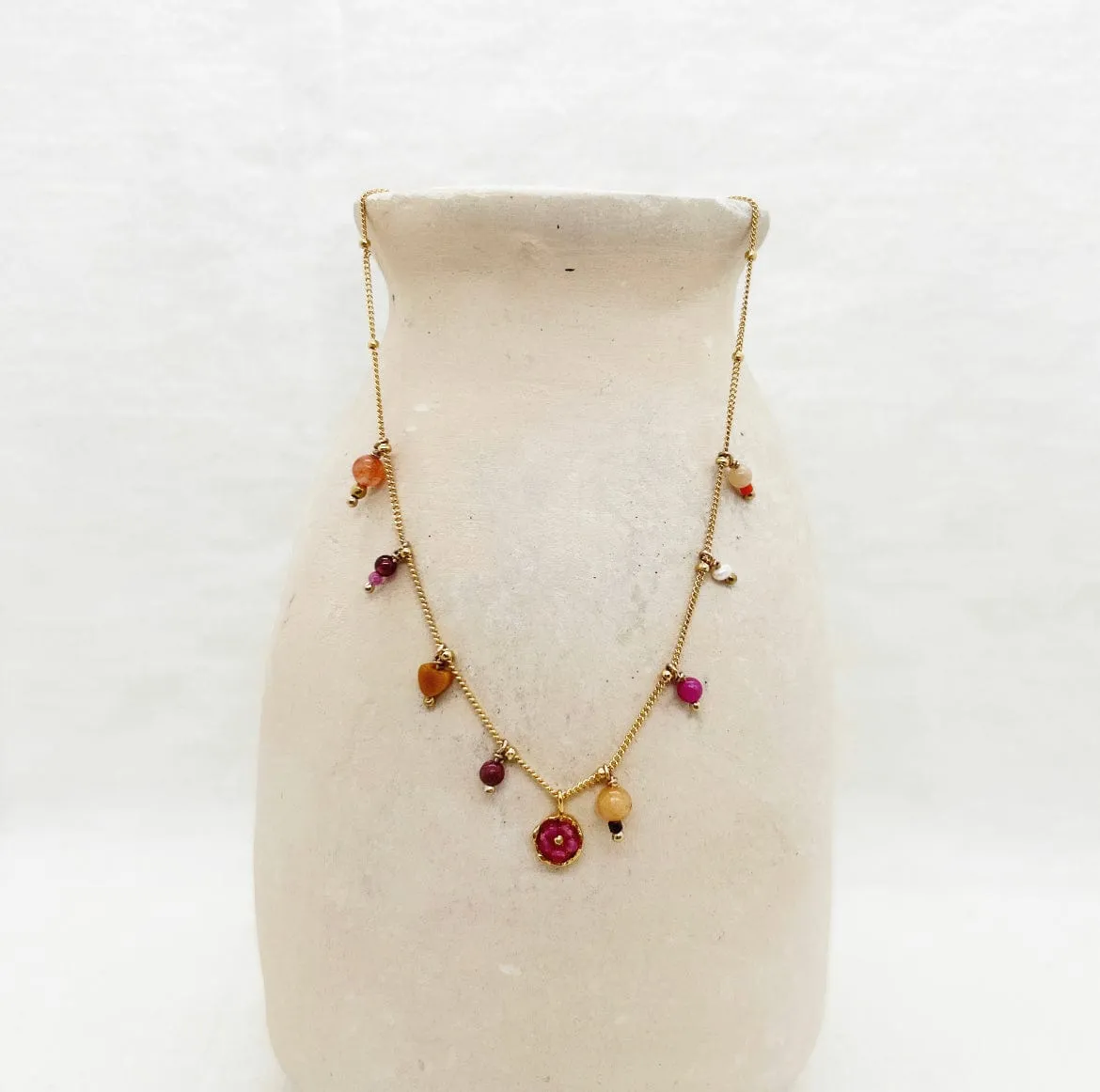 Elise Tsikis Selia collier femme orange perles jade
