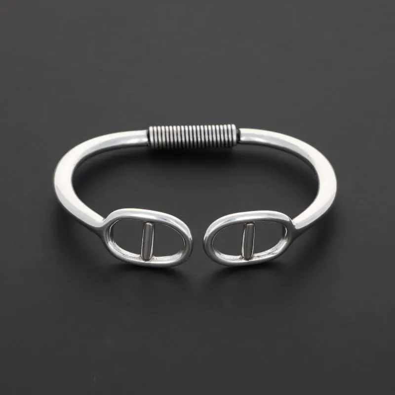 Secret de Cuir N°242 bracelet articulé marine argent plaqué
