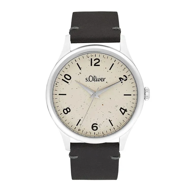 s.Oliver Montre homme argenté cadran beige quartz poli