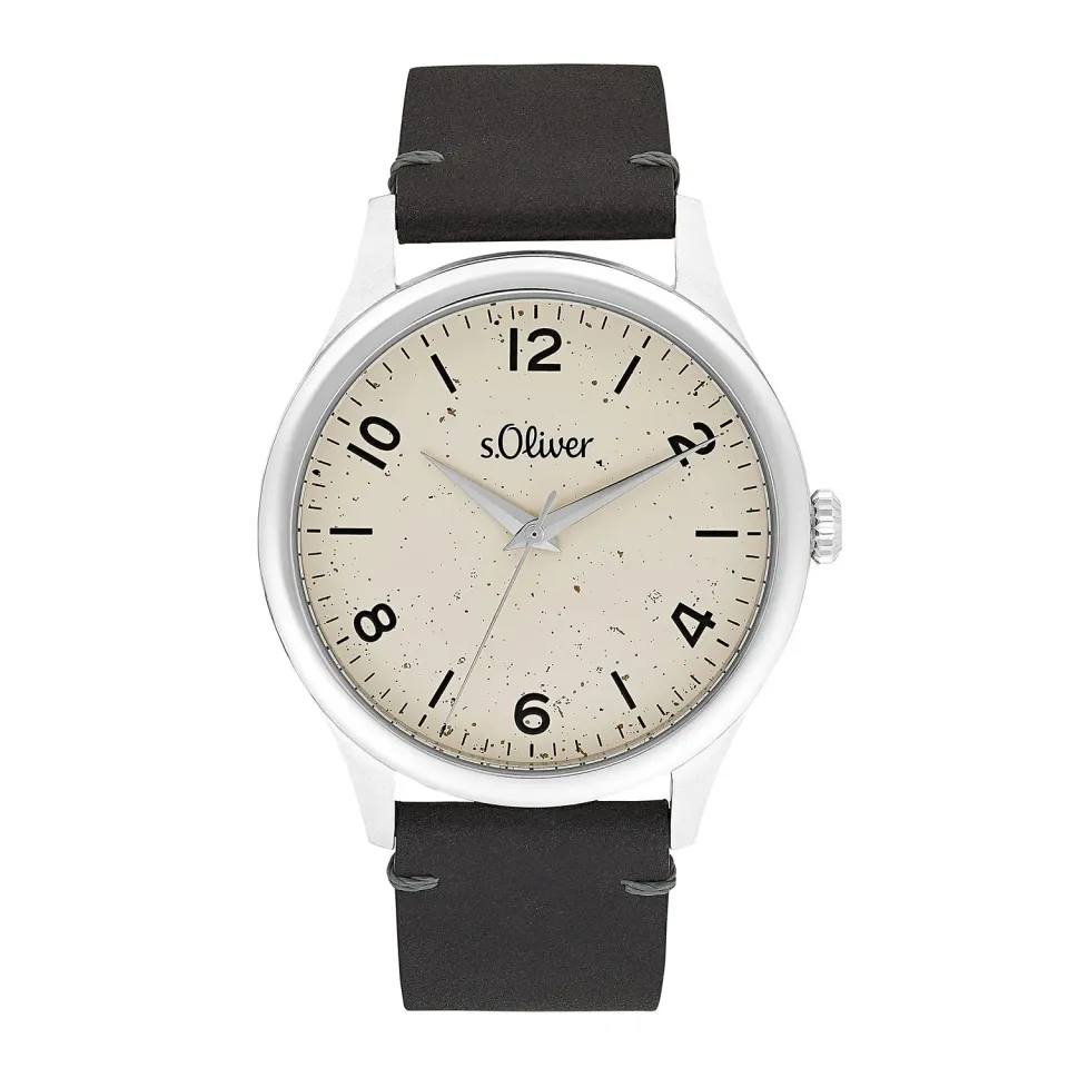 s.Oliver Montre homme argenté cadran beige quartz poli