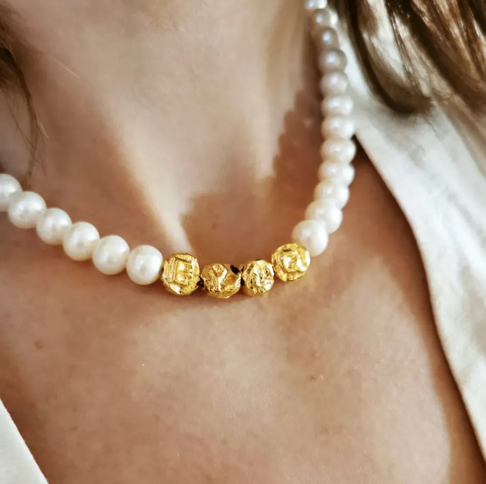 Elise Tsikis Eros collier perles Eros 35 cm