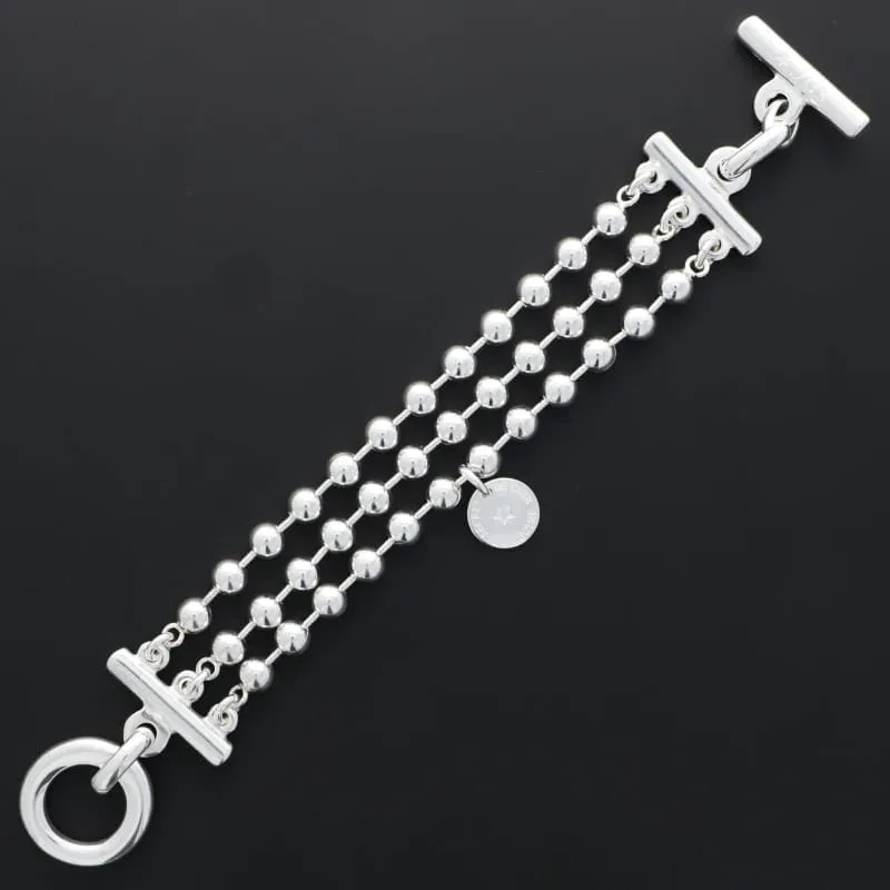 Secret de Cuir N°1207 bracelet 3 rangs perlé argenté
