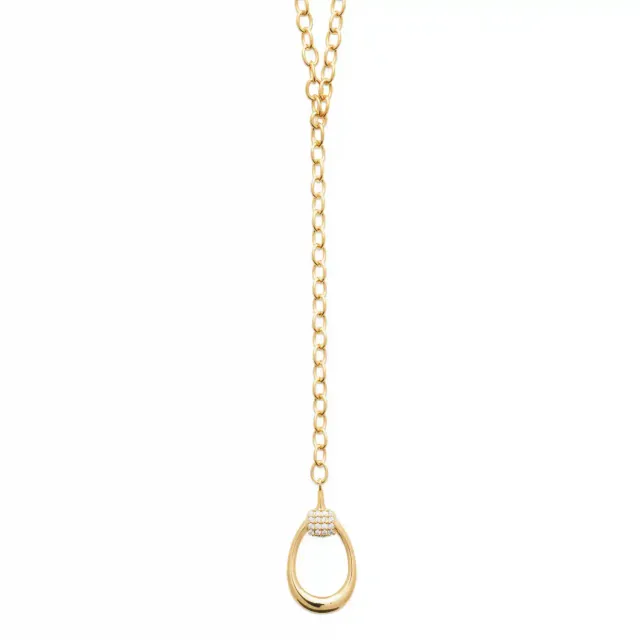 Oriana France cravate goutte ajourée collier plaqué or zircon