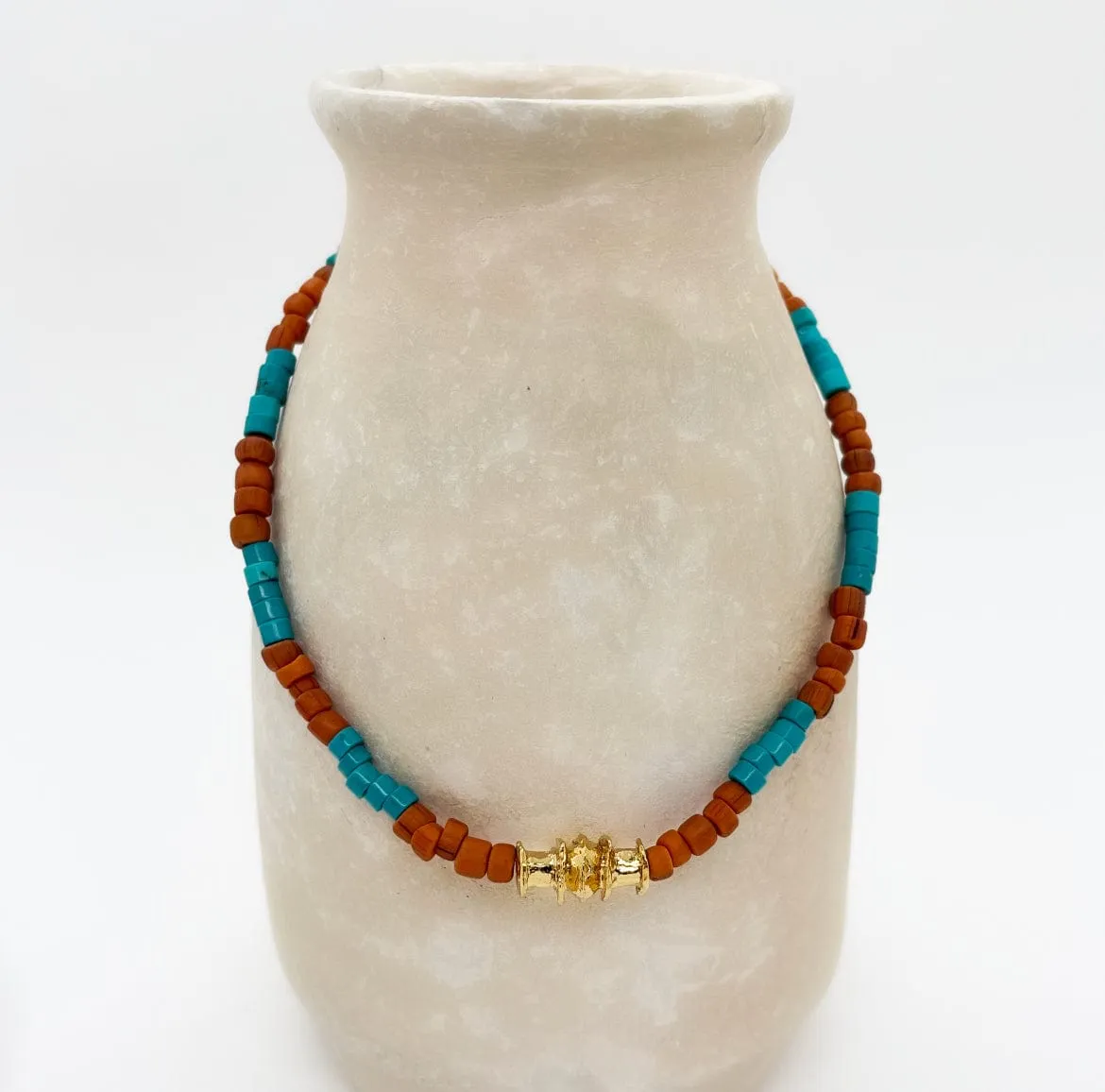 Elise Tsikis Joppa collier perles turquoise doré