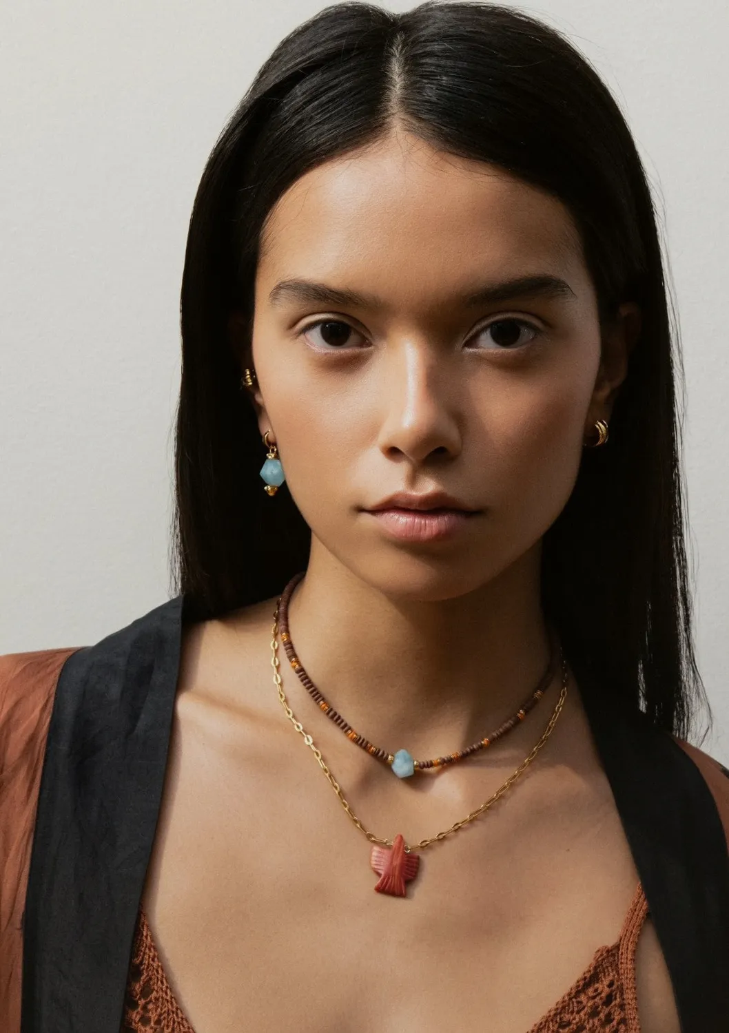 Elise Tsikis Horsesa collier perles jaspe 34,5 cm