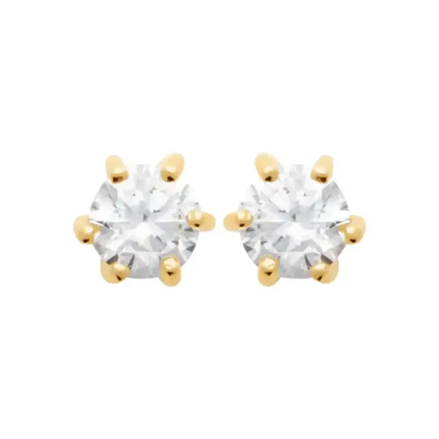 Oriana France puces zircon plaqué or solitaire argenté doré