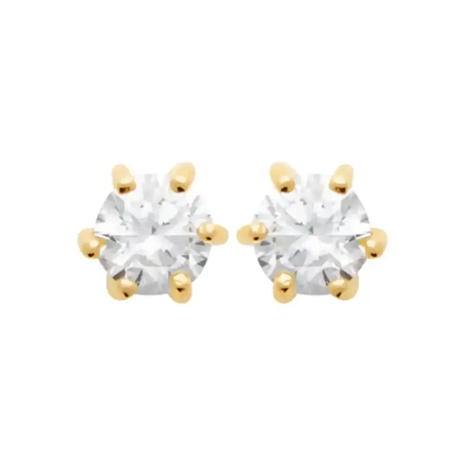 Oriana France puces zircon plaqué or solitaire argenté doré