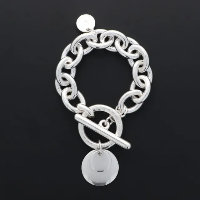 Secret de Cuir N°1117 bracelet forçat pastille plaqué argent