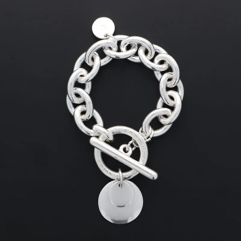 Secret de Cuir N°1117 bracelet forçat pastille plaqué argent